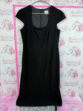 cleo dress Black Cap-Sleeve Midi Sheath Dress